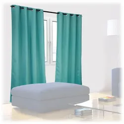 Relaxdays 4 x Vorhang mit Muster 245 x 135 cm Türkis
