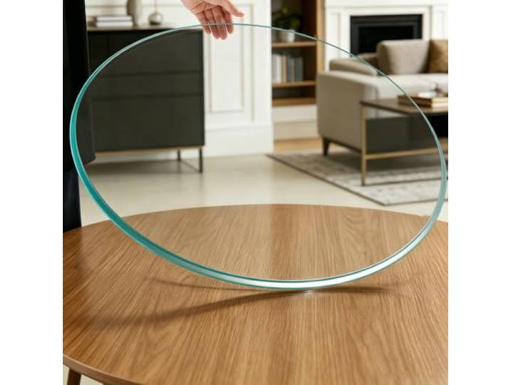 Runde Tischplatte Aus Gehärtetem Glass Mit Polierter Kante, Teefarbenes Gehärtetes Glass, Vielseitig Einsetzbar, Mit Abgerundeter Kante, Ideal For Esstische(80CM(31.5IN))