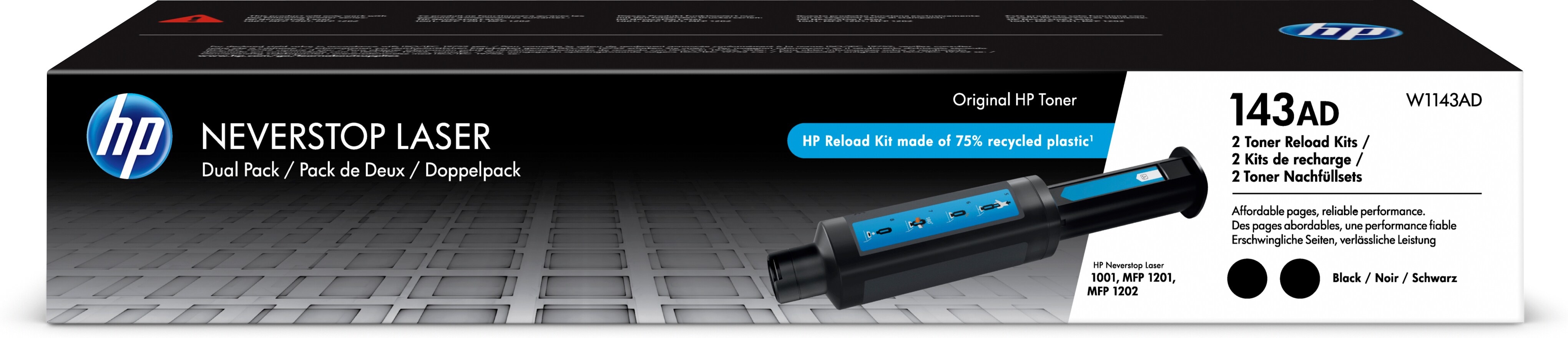 HP W1143AD / 143AD Original Toner Nachfüllkit Schwarz für ca. 5.000 Seiten