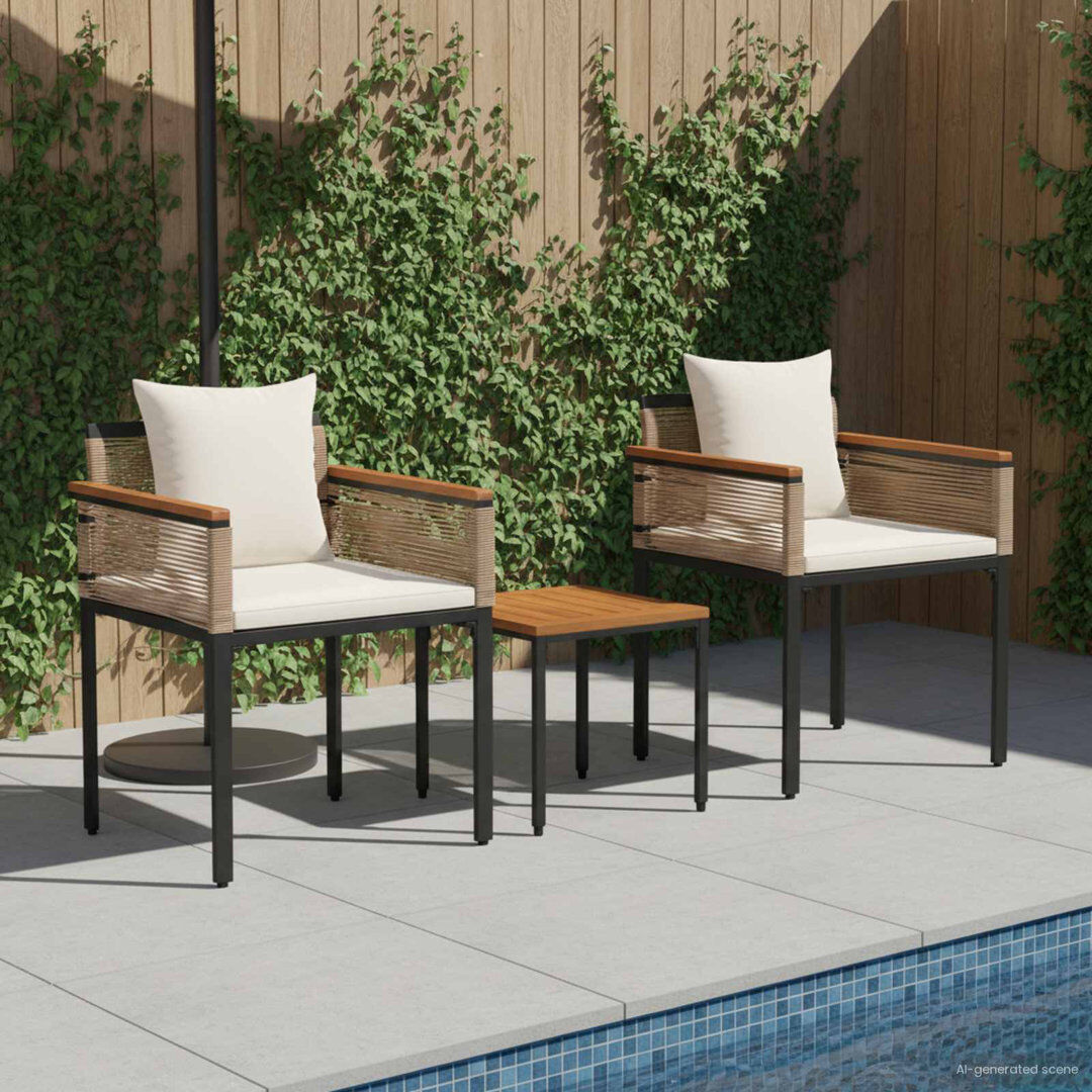 17 Stories Outdoor Furniture Set With Cushion PE Rattan Seating Patio Arrangement Cream White/Beige 2