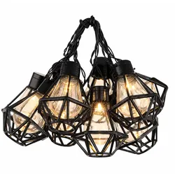 LED Lichterkette Außenleuchte Gartenlampe Terrasse Laterne Gitter Gartendeko schwarz, Kunststoff, LED warmweiß, L 230 cm