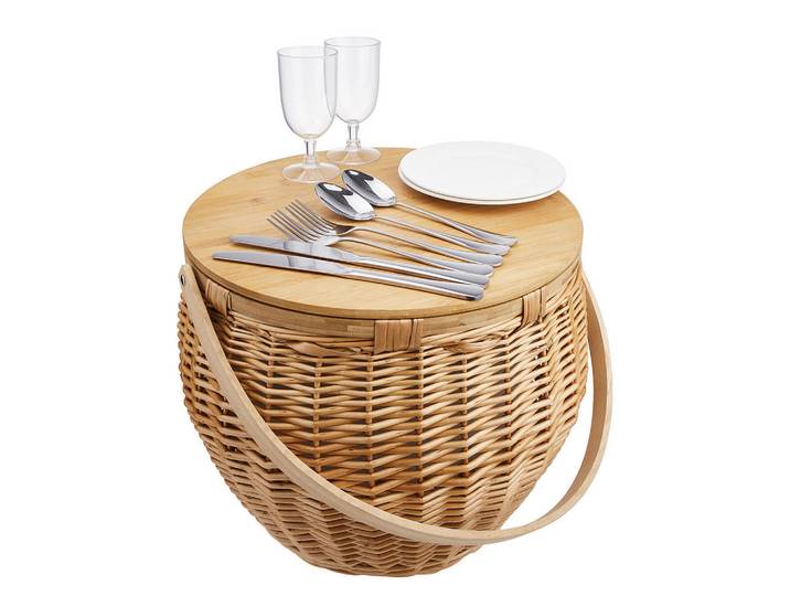 Butlers Picknickkorb The Great Outdoors, Braun, Naturmaterialen, Metall, Kunststoff, Keramik, 38x32x38 cm, Küchenzubehör, Küchenhelfer, Küchenutensilien