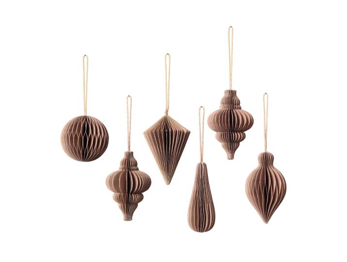 Broste Copenhagen Décoration de Noël Christmas mix Lot de 6 Indian tan