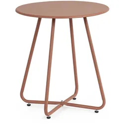 Gartenbeistelltisch Jable aus Metall, modern rund, Koral Rot, Ø 45 cm für Outdoor