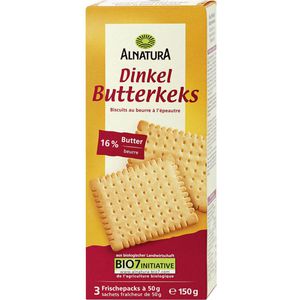 Alnatura Kekse Dinkel Butterkeks, BIO, 3 Pack je 50 g, 150 g