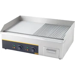 GREDIL Elektro-Griddleplatte, glatt/gerillt, 3,6 kW, Abmessung 640 x 440 x 175 mm (BxTxH)