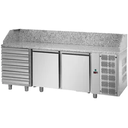 Tecnodom Pizzatheke 3 Türen GN 1/1 6 neutrale Schubladen und Granitplatte