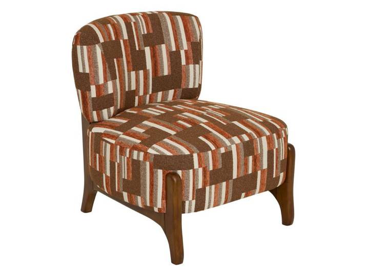 Atmosphera - Fauteuil en chenille avec pieds en bois effet noyer CALIX - Marron