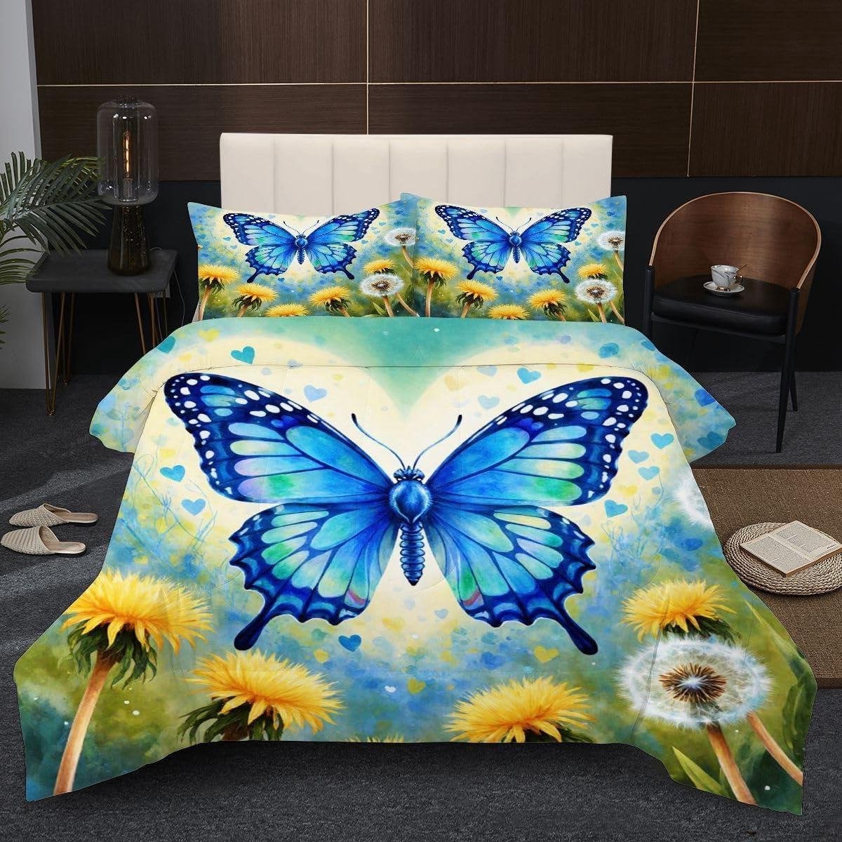 Blauwe dekbedset met realistisch 3D-design, 155 x 220 cm