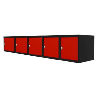 Proregal Mega Deal | 5x Schließfachwürfel Blocky mit Drehriegelschloss für Vorhängeschloss | HxBxT 40x40x40cm | Anthrazit/Verkehrsrot