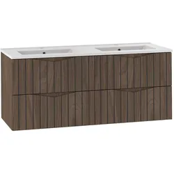 DOPPELWASCHTISCH 120cm Siena Holz und Schwarz