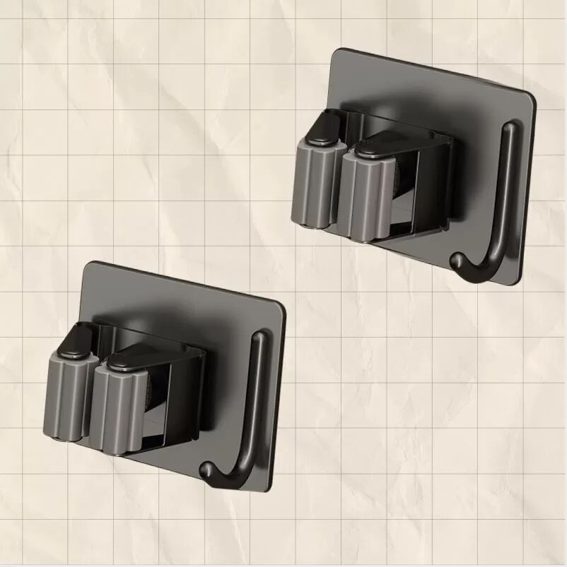 INF Gunmetal Mopphalter - Sichere & stilvolle Aufbewahrung (2er-Pack) Schwarz