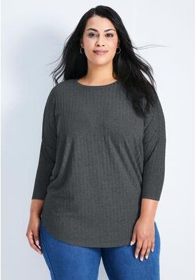 Plus Size Women's Kym Rib Hacci Tunic by Avenue in Charcoal Marle (Size 14)