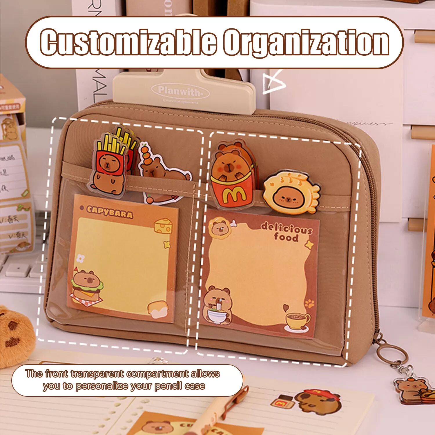 INF Multifunktionales 12-lagiges Federmäppchen Organizer Kaffee