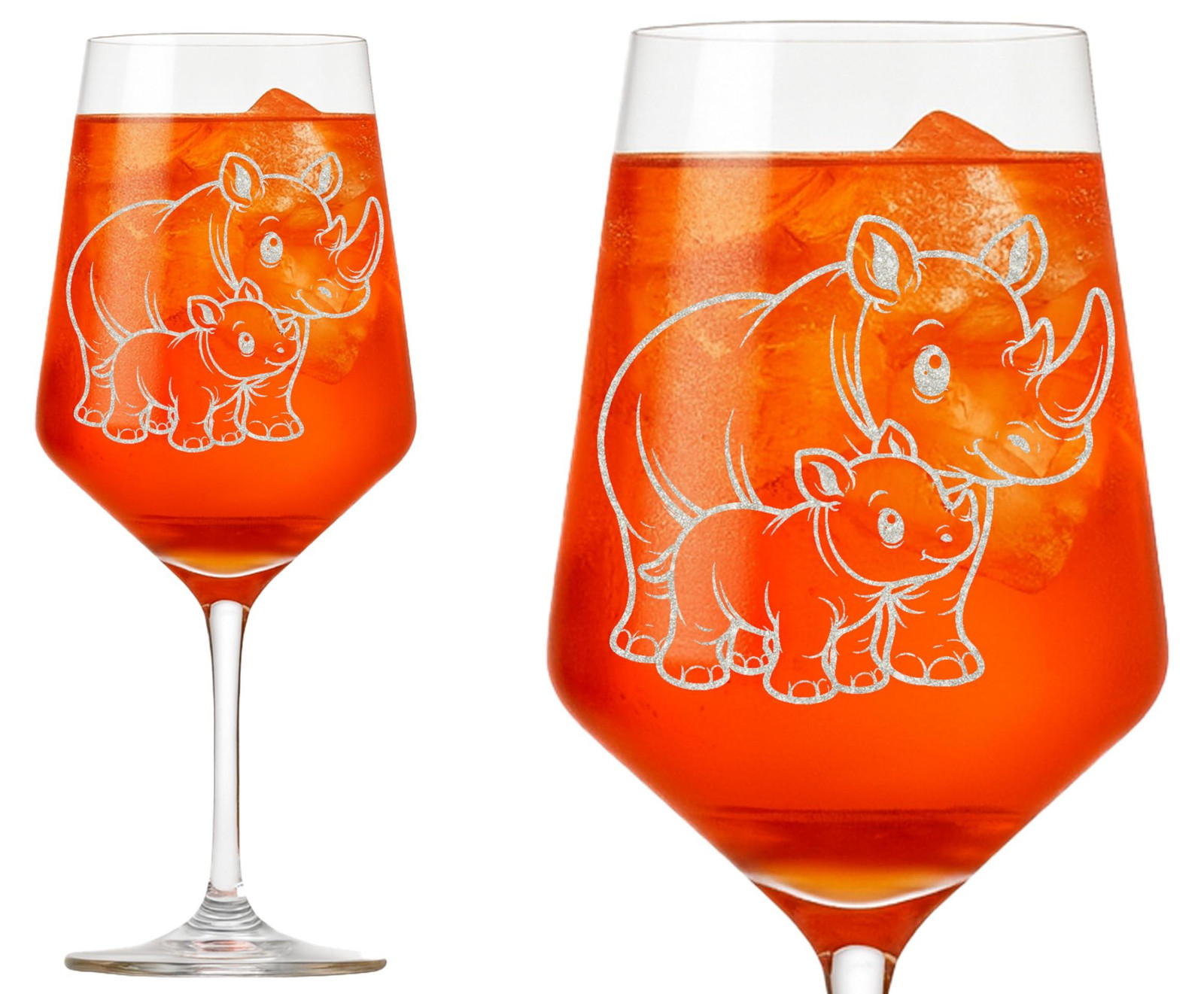 Dripio Wijnglas met neushoorn-gravure, 350 ml