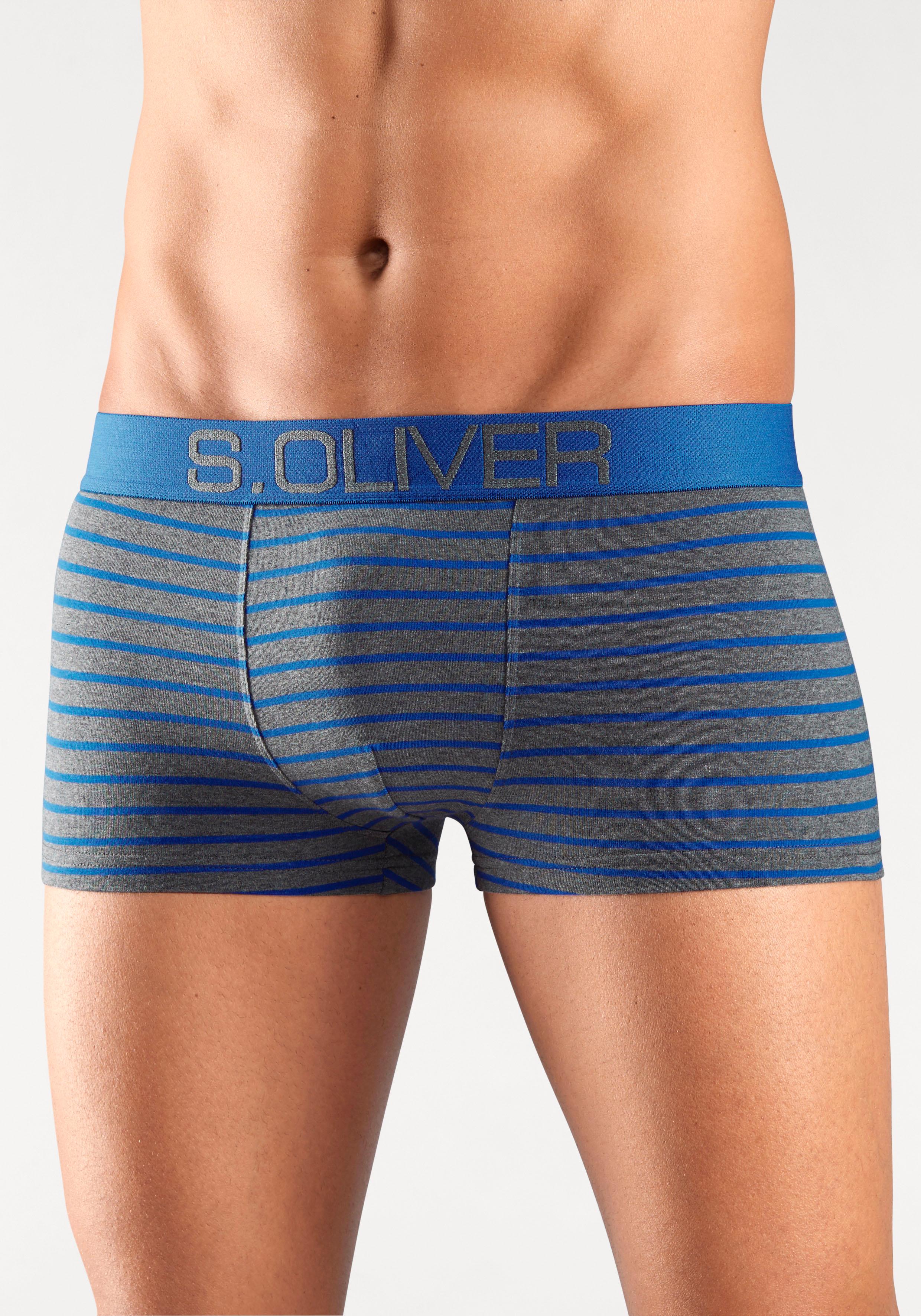 Hipster S.OLIVER, Herren, Gr. S, 4 Stk., bunt (schwarz, grau, gestreift, petrol, grau, gestreift, blau, grau, gestreift, rot, grau, gestreift), Jersey, Obermaterial: 92% Baumwolle, 8% Elasthan (LYCRA), gestreift, körpernah, Unterhosen Hipster, knapp sitze