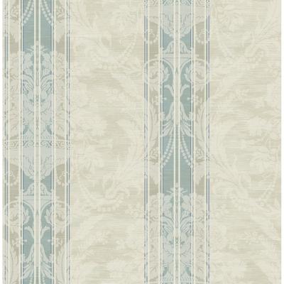 Seabrook Designs Villa Stripe Damask Unpasted Wallpaper
