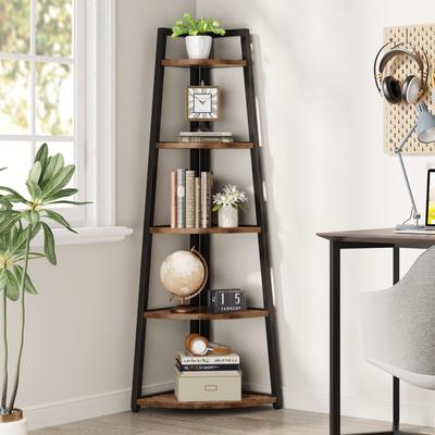 YUZHOU 5 Tier Corner Bookshelf and Bookcase