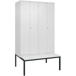 C+P Doppel-Spind Classic PLUS Kunststoff untergebaute Bank, 4 Abteile, HxBxT 212x120x82cm, Zylinderschloss, Verkehrsweiß von PROREGAL