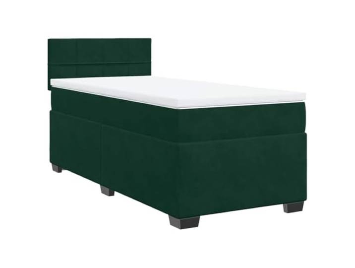 PUGYNBK Boxspringbett aus Samt, Dunkelgrün, 80 x 200 cm Taschenfedern, Kopfteil inklusive, Lattenrost, stabile Beine