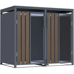Mülltonnenbox Holzoptik mit Plexiglas für 2 Mülltonnen 240L 132x80x116cm Pedal