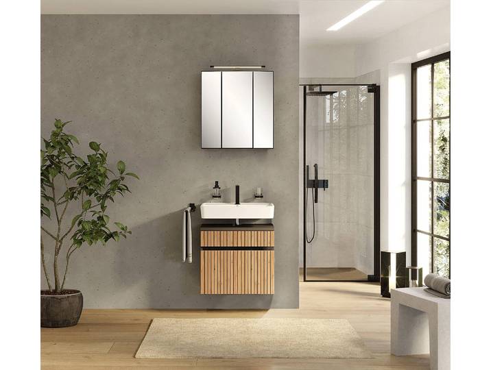 Spiegelschrank mit Beleuchtung 60cm Grau