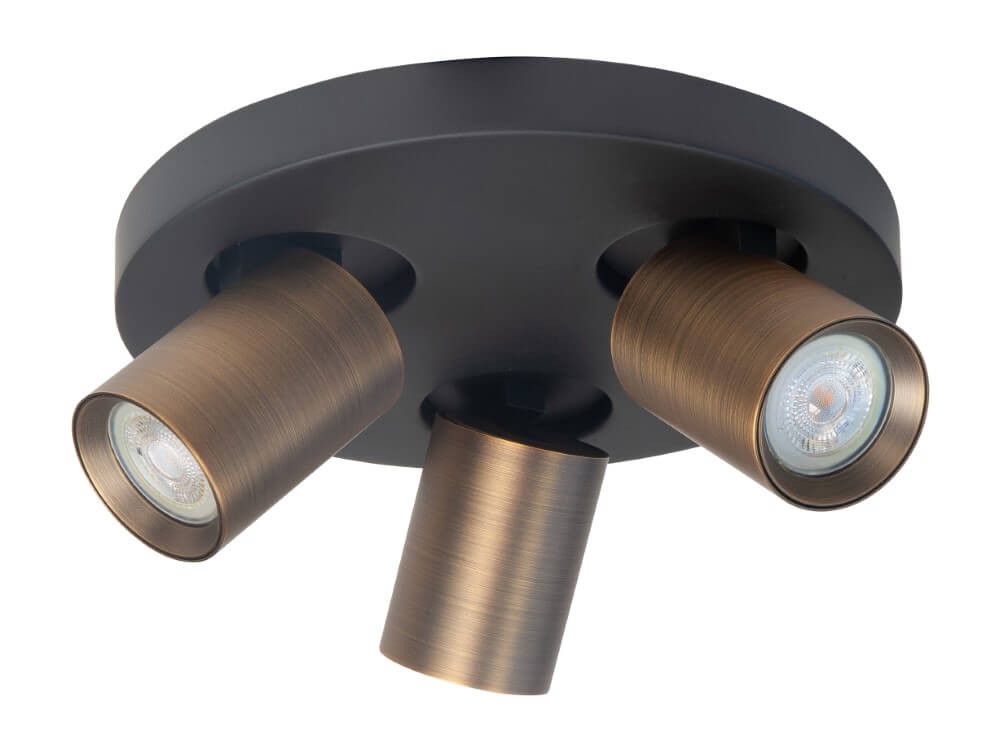 Highlight Oliver 3-lichts ronde opbouwspot brons zwart