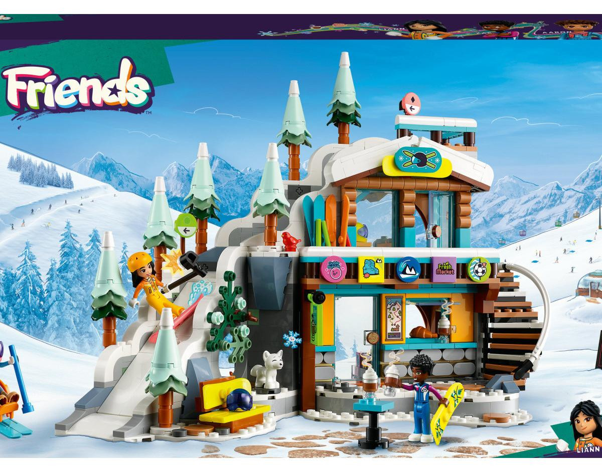 LEGO Friends 41756 Winter Pisteset en Café met Liann, Aron, Zac en vosfiguur
