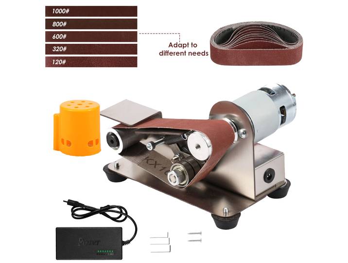 Mini ponceuse à bande US 15 degrés en acier inoxydable, meuleuse à bande électrique, 7 vitesses réglables, machine de polissage et de ponçage électrique