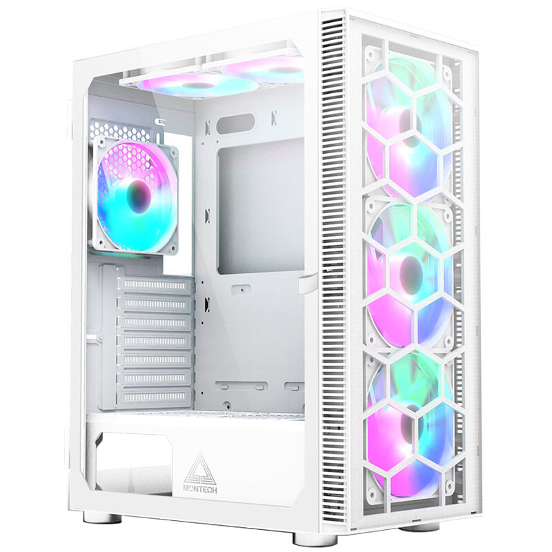 Montech X3 Glass PC-Gehäuse, Midi-Tower, ATX, RGB, Tempered Glass - weiß