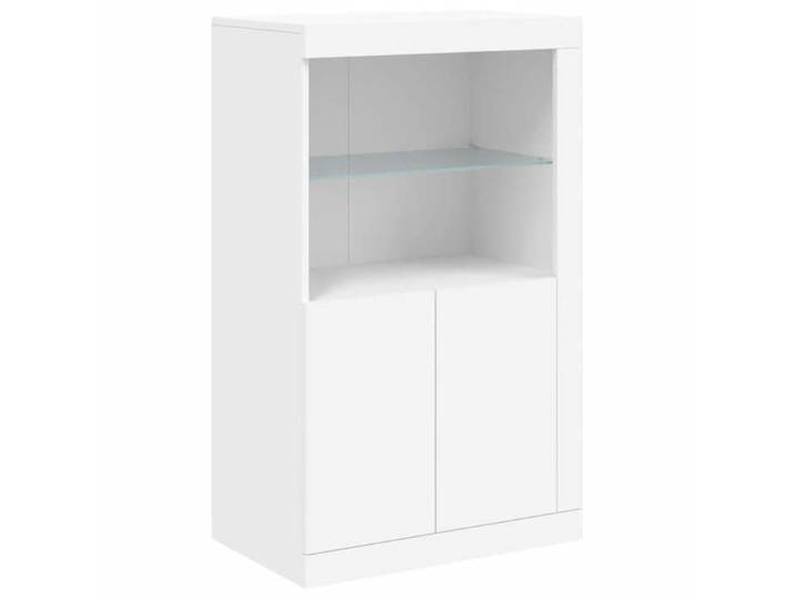 (SOLDES DEC)Armoire latérale - Armoire à vitrine - Anti-poussière - avec éclairage LED blanc bois d'ingénierie 01_7701809