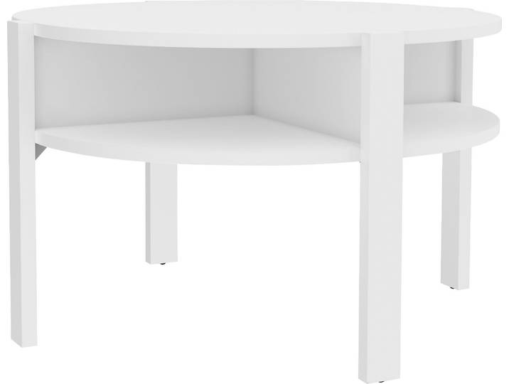 Beistelltisch FORTE Tobago, runder Couchtisch mit 4 Ablagefächern, B/H/T 74,4/45,5/74,4 cm , weiss (weiß), B:74,4cm H:45,5cm T:74,4cm, Tische, Beistelltisch, Durchmesser ca. 74,5 cm