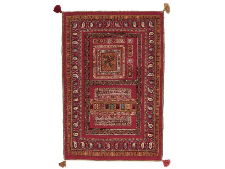 Kelim Sirjan Nimbaft Teppich 86x127 Handgeknüpft Orientteppich Perserteppich Wolle