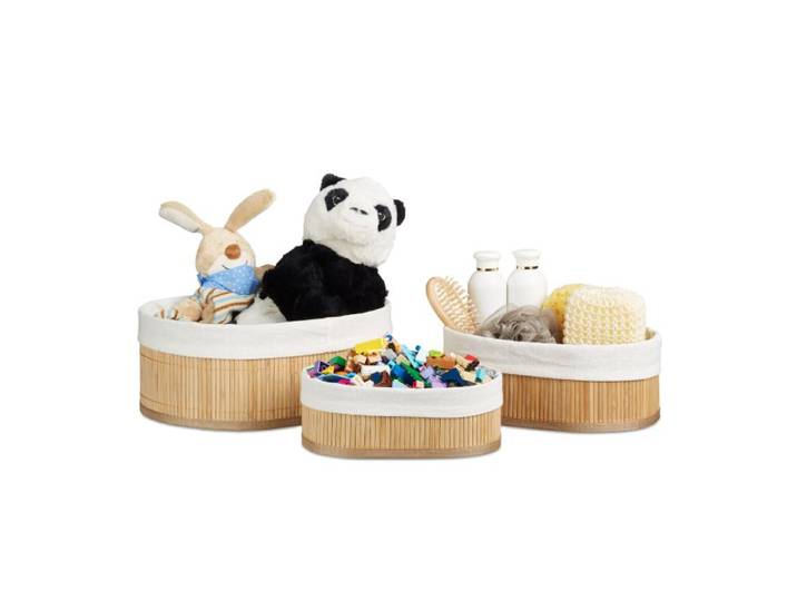 Relaxdays Opbergmand bamboe set van 3