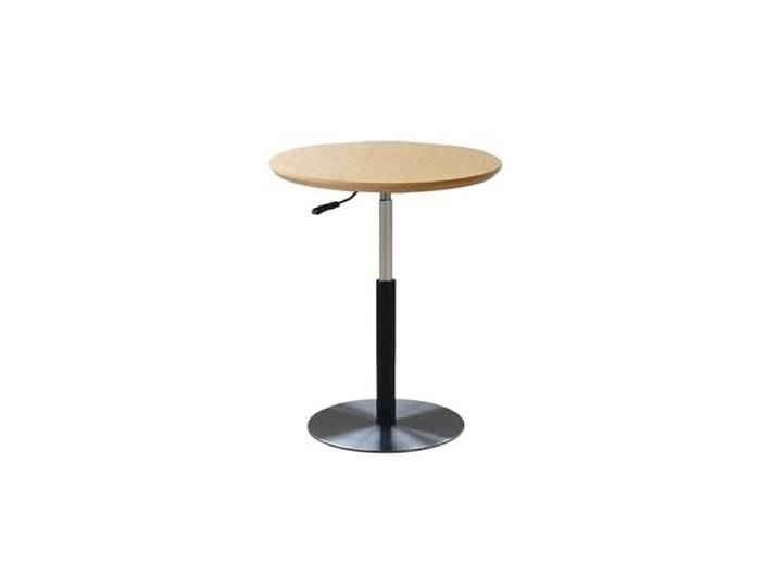 loeusjfnr Stehtisch im Retro-Stil, rund, für den Innenbereich, Couchtisch Silbergrauer Sockel aus Legierung, höhenverstellbar, Tischplatte aus Naturholz