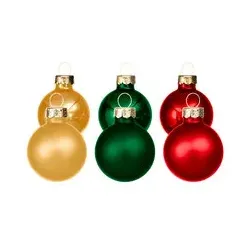 Weihnachtskugeln aus Glas, grün, rot, gold, 2 cm Ø, 25 Stück