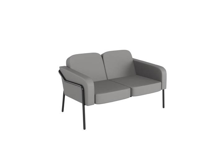 Canapé 2 places Medso avec accoudoirs - Simili Cuir Gris