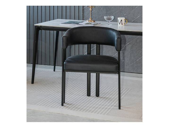 STILVORA Relaxsessel Esszimmerstuhl Polsterstuhl für Küche, Wohnzimmer & Restaurant (Imitatleder, Metallgestell, mit Armlehnen, belastbar bis 136kg, Gebogene Rückenlehne, Fassdesign, bequem, modern und stabil), Für Esszimmer, Küche, Wohnzimmer, Restaurant und Lobby
