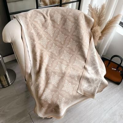Uplifted Finds Luxury Two Sided Ethnic Pashmina   Premium Cashmere Winter Coldproof Shawl & Windproof Blanket System khaki