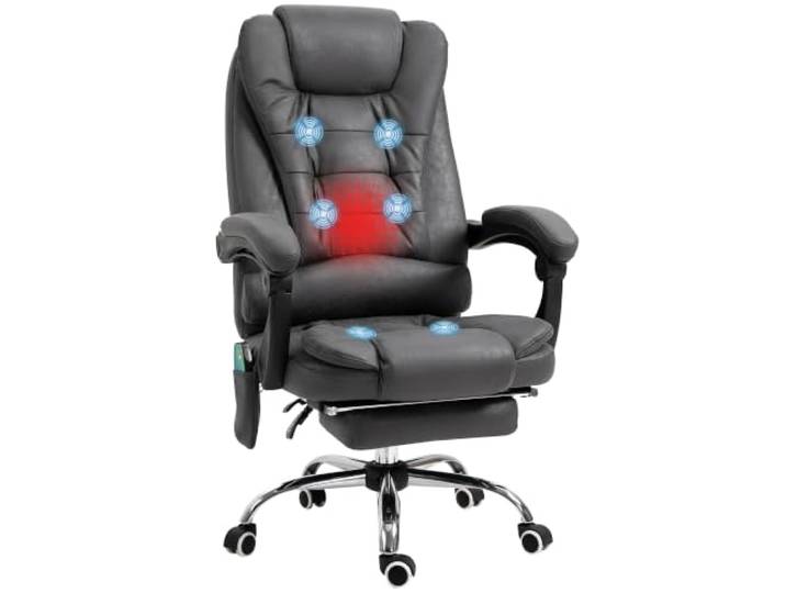 Vinsetto Bürostuhl mit Massagefunktion, Liege- & Wärmefunktion, Graublau