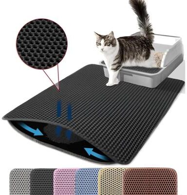 Uplift Picks Waterproof Double Layer Cat Litter Mat For Litter Trapping And Floor Protection black 45x60 Cm