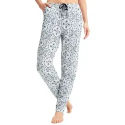 Calida Favourites Tiles Pyjama Trousers Weiß/Blau Baumwolle Medium Damen