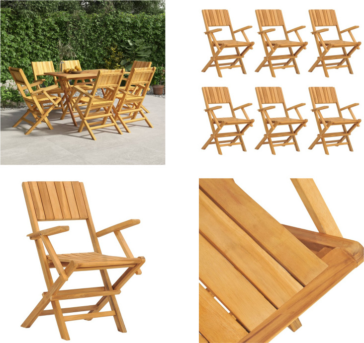 vidaXL Gartenstühle 6 Stk. Klappbar 55x61x90 cm Massivholz Teak - Klappbarer Gartenstuhl - Klappbare Gartenstühle - Gartenstuhl Klappbar - Gartenstühle Klappbar