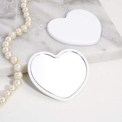 Fusion Finds Heart Shaped Handheld Mirror Portable Makeup Mirror Cute Vanity Mirror For Travel & Gifts white