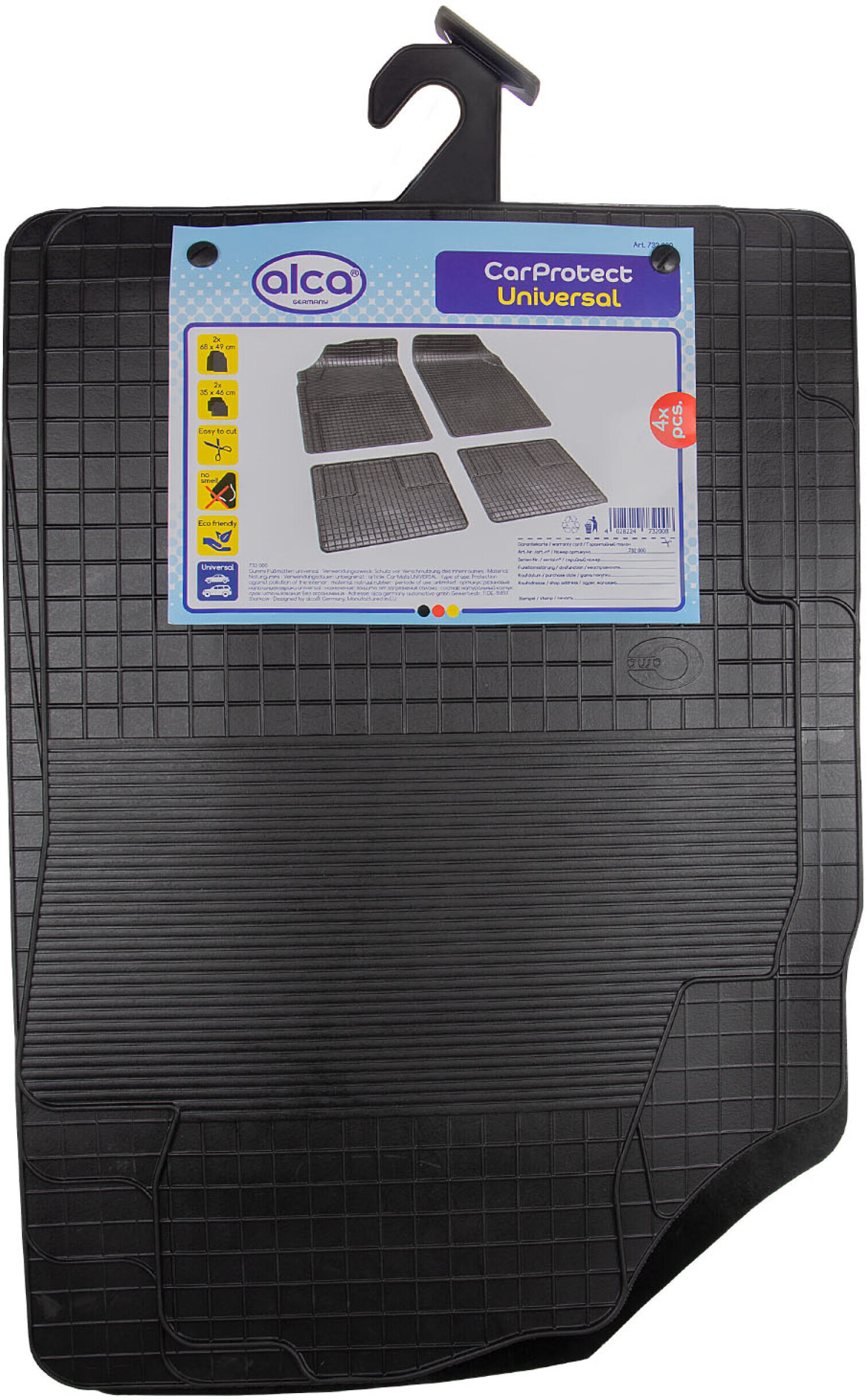 Alca Fußmatte Gummi-Fußmatten Schwarz 4er-Set 732000
