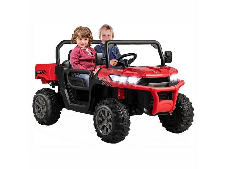 KOMFOTTEU Elektro-Kinderauto 2-Sitzer, mit Slow-Start-Funktion & Sicherheitsgurt