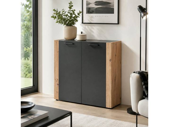 Petit Buffet 2 Portes Gris Foncé Alva