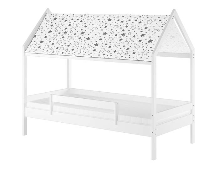 Weißes Himmelbett 90 x 200 cm Kiefer und Fallschutz Hausbett mit Dach