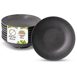 BIOZOYG 15 Stück Pasta-Teller Salat-Teller Ø21,5cm Wiederverwendbare Teller, Tiefe Teller, spülmaschinenfest, mikrowellengeeignet, umweltfreundlich