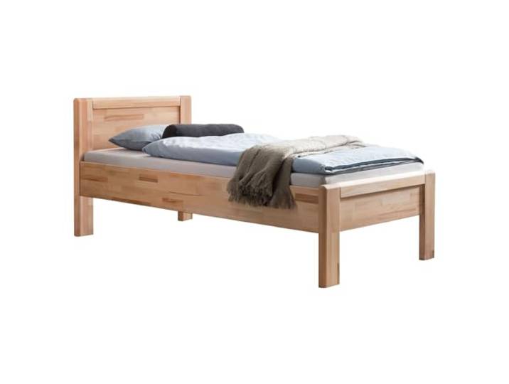 HOMELIV. Ewen Seniorenbett, 100x200 cm, Kernbuche Natur Kernbuche-Massivholzbett, ohne Schubkasten, mit Komforthöhe, mit Auflageleisten, belastbar bis 160 kg, 100x200 cm, Natur
